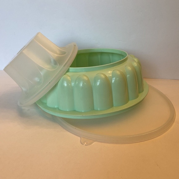 Vintage TUPPERWARE 3-Piece 9.5” Jello Mold Ice Ring Mint Green 1202 1201 1203 - Picture 7 of 8